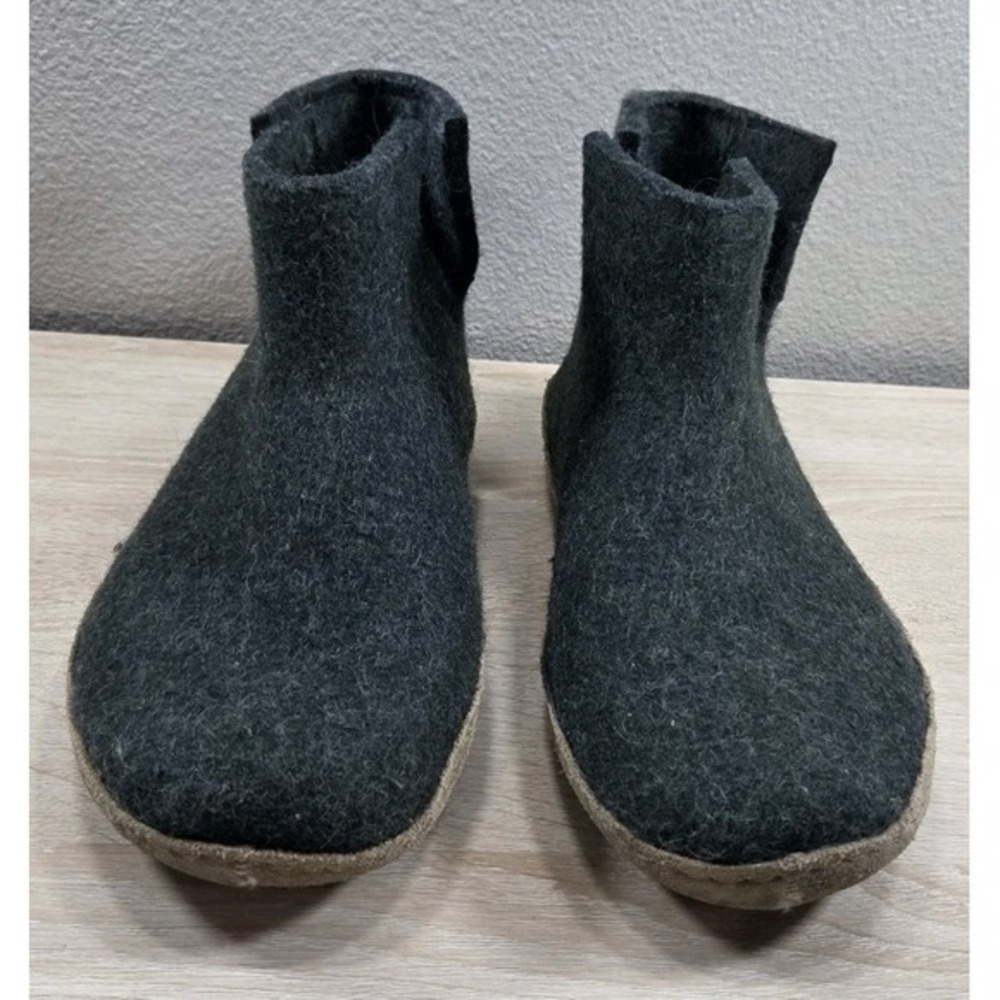 Glerups Felted Wool Ankle Boots Forest Green Leather Sole Women's 10